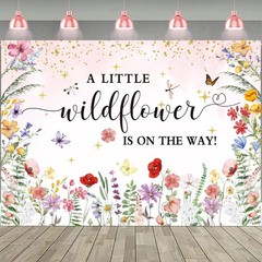 Charming Pink Watercolor Wildflower Backdrop – Perfect for Baby Showers (7x5ft)
