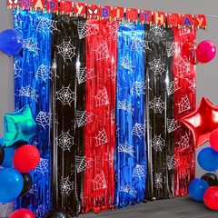 Spider Web Birthday Decorations, 2 Pack Spider Party Supplies 3.3×6.6ft Tinse…