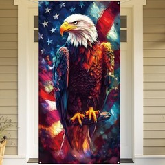 American Flag and Bald Eagle Stars Stripes Flag Door Cover Memorial Day 4th of J