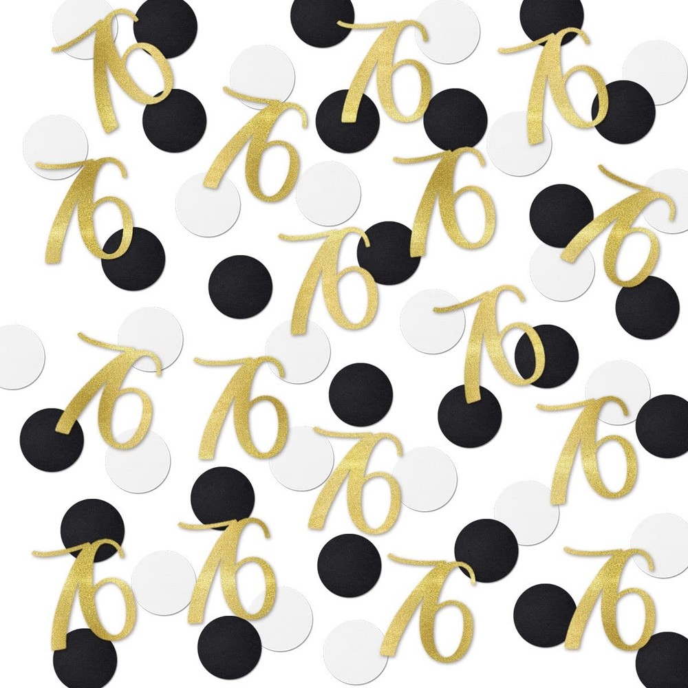 200 PCS Number 76 Gold Glitter Confetti Birthday Anniversary Table Decorations