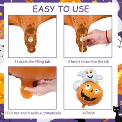 4PCS Halloween Balloons Aluminum Foil Ghost Boo Party Decorations for Home Kids