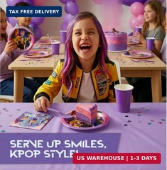 KPop Plates and Napkins – 32 Pack | Dessert-Sized | KPop Demon Hunters Birthday