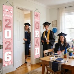 Graduation Decorations 2026, Pink Rose Gold Door Porch Signs, Graduation Bann…