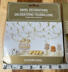 2 Pkgs 12 PC Amscan Gold Swirl Decorations 22 Inch (24 Total Swirl Decorations)