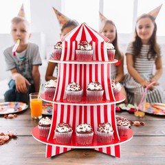 Super Z Outlet 3 Tier Cupcake Stand Circus Carnival Tent Dessert Display
