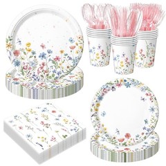 LINHAXM 168PCS Wildflower Party Decorations Spring Floral Baby Multicolor