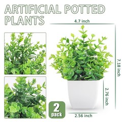 ZJIA 2 Pack Small Fake Plants Artificial Greenery 7.18″H × 4.7″W, White