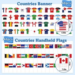 Soccer Flags Bunting Banner, World Flags Banner Decorations 48 Countries Inte…