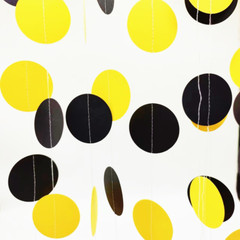 Yellow Black Circle Dots Party Garland Decoration Hanging Streamer Bunting Banne