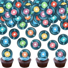 40PCS Edible Record Cupcake Toppers Record CD Cupcake Music Lover’s Birthday …