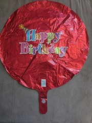 Four (4) HAPPY BIRTHDAY Mylar Balloons, Red 17-18IN Round Foil Helium Balloons