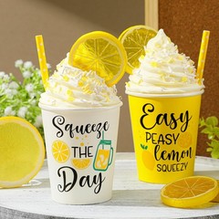2 Pcs Lemon Tiered Tray Table Decor Faux Whipped Cream Cups Lemon Centerpiece…