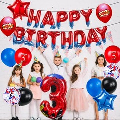 Cartoon Hero 40 Inch Red and Blue Spider Theme Number Foil Birthday Decoratio…