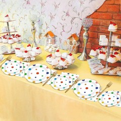 96 Pcs Floral Polka Dot Tableware Set – Perfect for Birthdays and Weddings