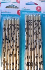 Tapered Party Birthday Cake Candles 5 In Tall 12 Pack Black and Gold Lot Of Two