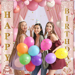 Birthday Decorations Banner, Happy Birthday Door Sign for Men Women Boys Girls I