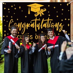 Congratulations Class Of 2026 Graduation Backdrop Black Gold Photo Background