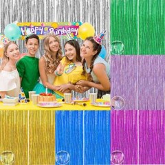 Photo Backdrop Metallic Foil Fringe Curtain Tinsel Party Birthday Door Decor US