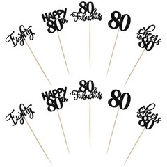 80th Birthday Centerpieces Sticks Table Toppers Party Decorations Black 15 PCS