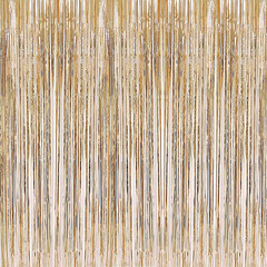 2 Pcs 3.2Ft X 8.2Ft Champagne Gold Metallic Tinsel Foil Fringe Curtains Photo Bo