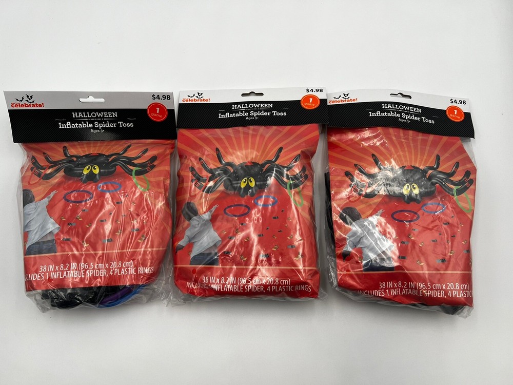 3 Halloween Inflatable Spiders Ring Toss Game