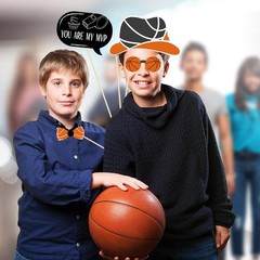 25 PCS Basketball Themed Photo Booth Props Sport Kit with Stick Birthday
