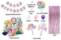 Birthday Decorations for Girls Curtain Balloon 71pcs Princess Garland Kit – CA