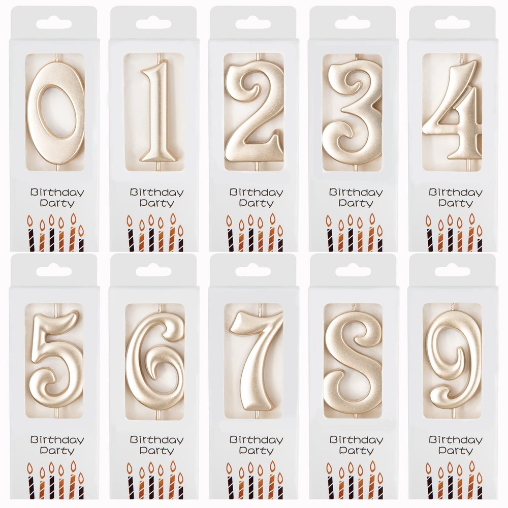 PHD CAKE 10-Count 0-9 Champagne Gold Number 3.74 inches tall,