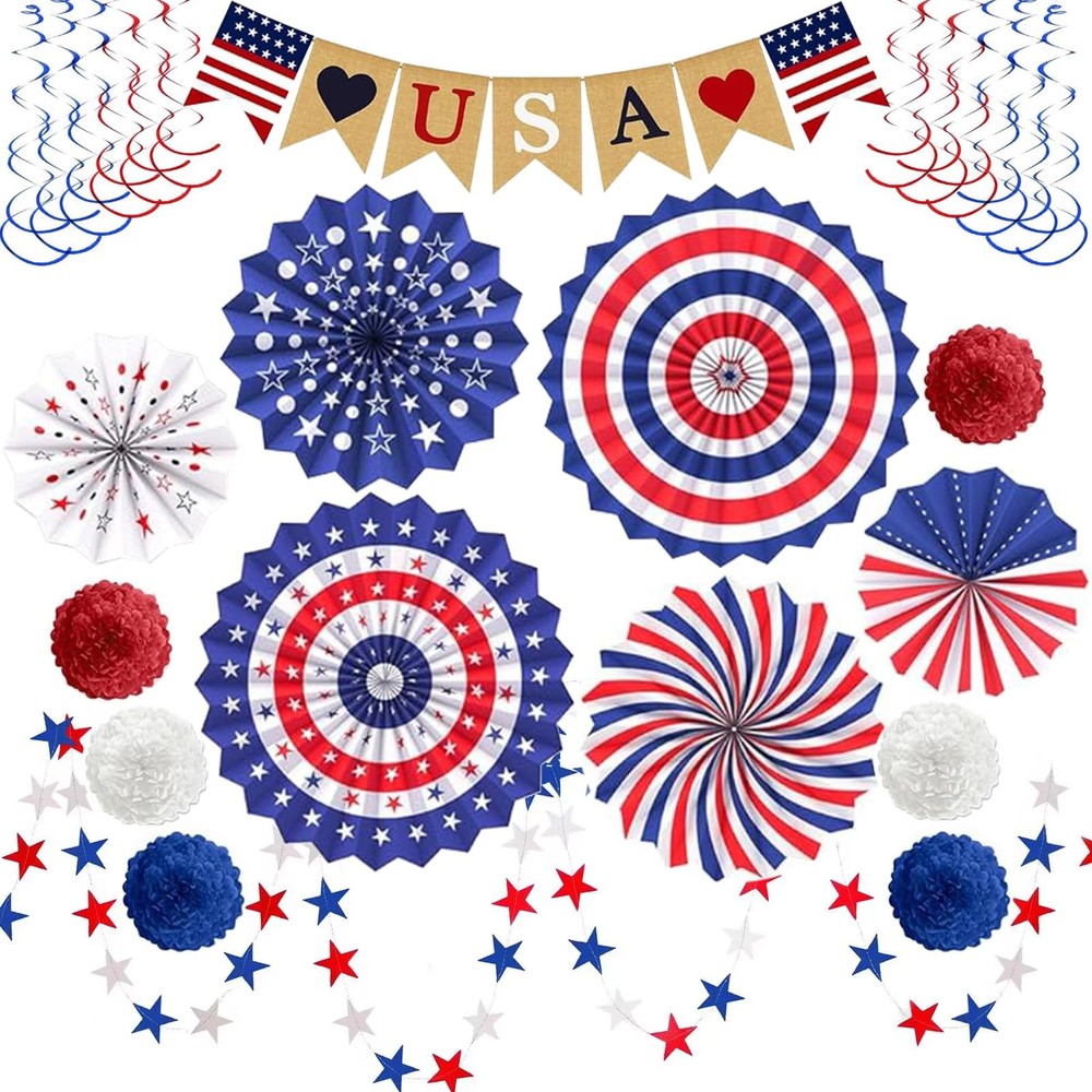 DECEED 4th of July Decorations Patriotic Decor Love USA Banner