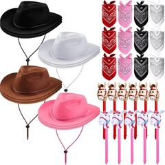 36 Pcs Cowboy Party Costume Set, Cowboy Hats Paisley Bandanas Inflatable Stic…