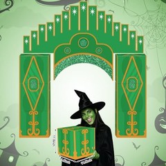 7 Pcs Emerald Cardboard Castle Green Wizard Playhouse Large Mainly Green, Gold