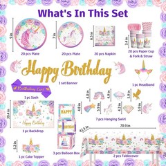 Set De 245 Piezas Suministros Decoracion Globos Unicornio Para Cumpleaños Niñas