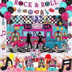 1950’s Rock and Roll Party Decorations – 50’s Photo Diner Backdrop, Rock and …