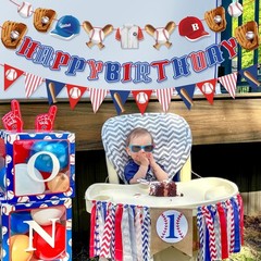 Homarkable Pre-Strung Baseball Party Decorations with Concessions Blue&red