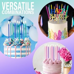 Apluselection 40-Count Rainbow Birthday Candles, Tall Thin 5.5, Multicolor