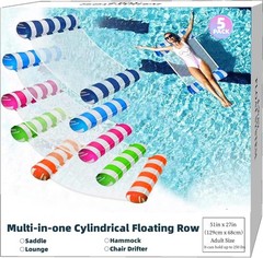 5 Pack Upgrated XL Water Pool Floats, 4-in-1 (Hammock, Saddle, Lounge Chair, …