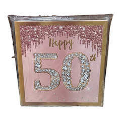 50th Birthday Party Decoration Set Glitter Pink Gold Rose Gold White
