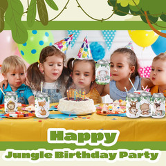 24 Count Jungle Safari Party Decorations Jungle Animals Can Cooler Sleeve Wild A