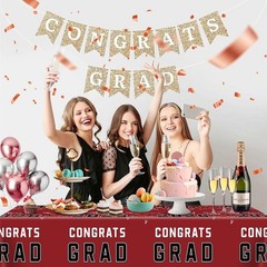2026 Graduation Party Tablecloth – Maroon Plastic Decor for Celebration Banner