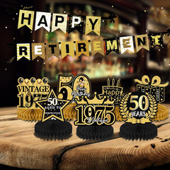 9Pcs 50Th Birthday Decorations – Black Gold 50Th Birthday Party Decorations for