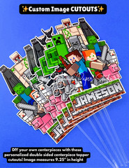 Minecraft Party supplies,Cutouts for DIY Centerpieces & Cake Toppers-SET OF 2