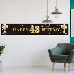 PAKBOOM Happy 43rd Birthday Backdrop Banner Cheers to 43 Years Old 43, Black
