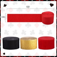 Casino Streamers Party Decorations, 8 Rolls Red Black Gold Crepe Paper Stream…