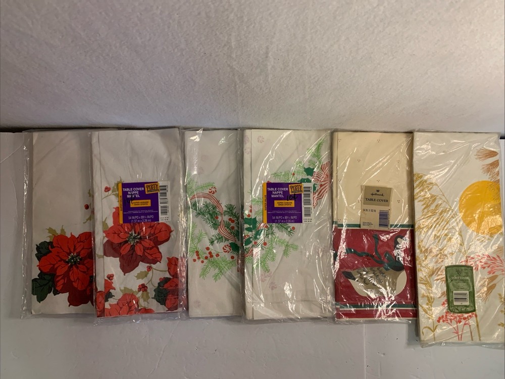 VTG Lot 6 Ambassador Hallmark Christmas Fall Table Cover Cloth Paper Made In USA