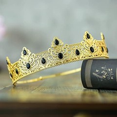 NA King Crown and Birthday Sash, Prom Decoration Gifts for Men (Gold-1)