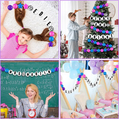 Giant Friendship Bracelet Garland Kit, DIY Birthday Banner with Letters Ball Jum