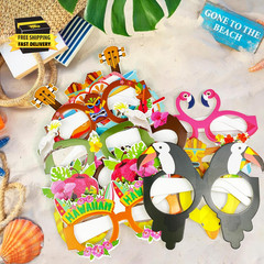 Luau Party Decorations – 12 PCS Hawaiian Theme Paper Eyeglasses for Tropical Bea