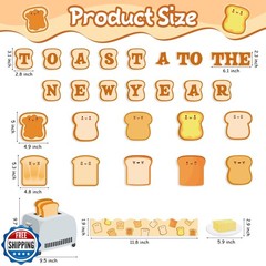 BkeeCten New Year Bulletin Board – 107 Pcs Cute Toast Pattern Cardstock Cutou