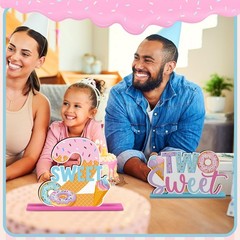 6 Pcs Donut Two Sweet 2nd Birthday Party Decorations Table Sign Centerpiece