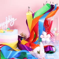 24 Pack Rainbow Dance Ribbon for Kids Party Favors – 12 Colors Rhythmic Gymna…
